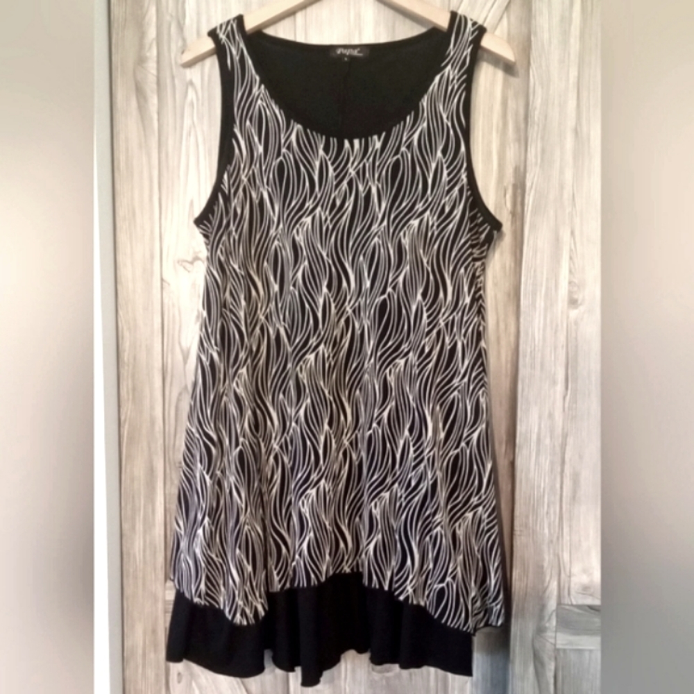 Papa Black Mesh Sleeveless Tunic Dress L